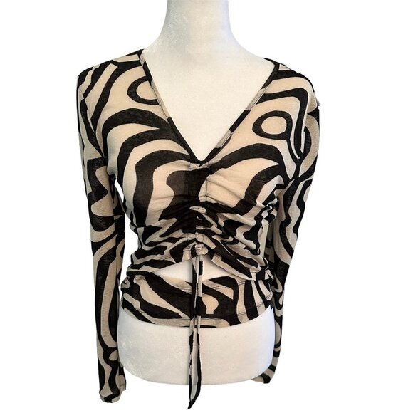 TOPSHOP Zebra Ruched Crop Size S - Picture 1 of 5